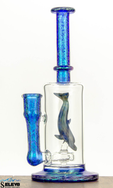 Ocean Dichroic Tube with Dolphin Sculpture by Turtle Time #555