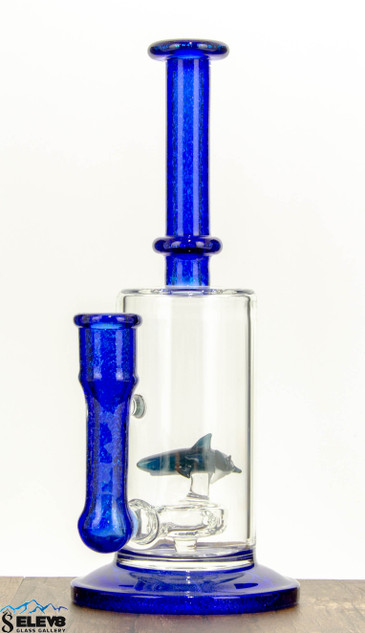 Ocean Dichroic Tube with Shark Sculpture by Turtle Time #559