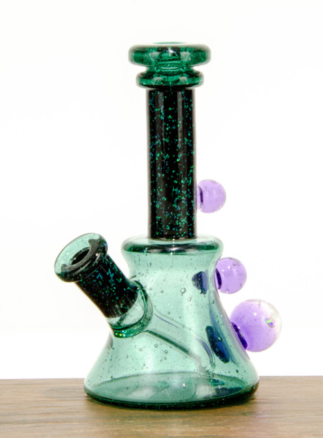 Dark Blue Crushed Opal Time Tube by Happy Time Glass #612