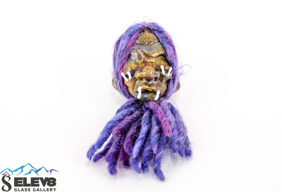 Shrunken Head Pendant by Ghost Glass #68