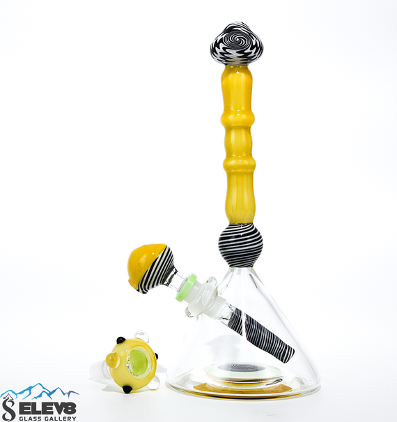 SSV Glass Open Rig with Flower Bowl and Water Pipe Adapter by Shimkus Glass