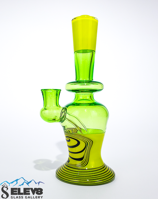 Water Pipe Bong - Toxic Green and Lime Butter Mini Tube by Steve Kelnhofer #879