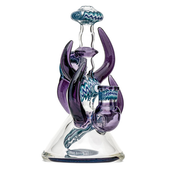 Water Pipe Bong - Wig Wag Horn Mini Tube w/ Flower Bowl by Shimkus Glass and Simply Jeff Glass #1018