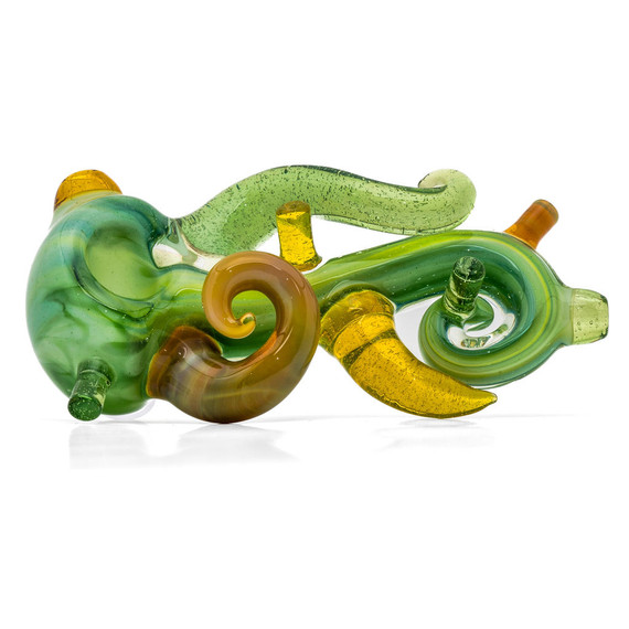 Flower Pipe - Bells of Ireland Funky Seahorse Spoon by Shimkus Glass #469