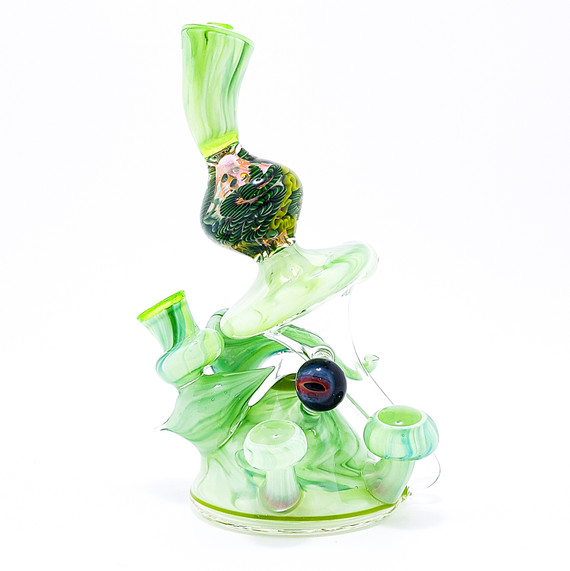 Water Pipe Bong - Sexy Green Bells of Ireland Butter Moving Forward Recycler by Steve K. #7