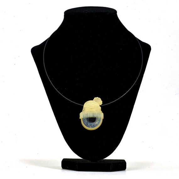 Glass Jewelry - CFL Reactive Eye Beanie Pendant by Junkie Glass #122
