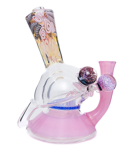 Water Pipe Bong - Ball Top Recycler Rig With Inside Out & Pink Gold Butter by Steve Kelnhofer #24