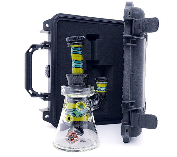 Water Pipe Bong - Line Work Opaltech Fab Beaker w/ Pelican Case by Dynamic Glass #1044