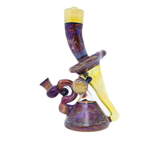 Water Pipe Bong - Saturn Sprinkle Time Moving Forward Recycler by Steve Kelnhofer #1050