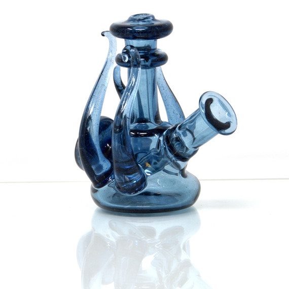 Dark Blue Leaf Mini Dab Rig by Hic Dogg Glass #128