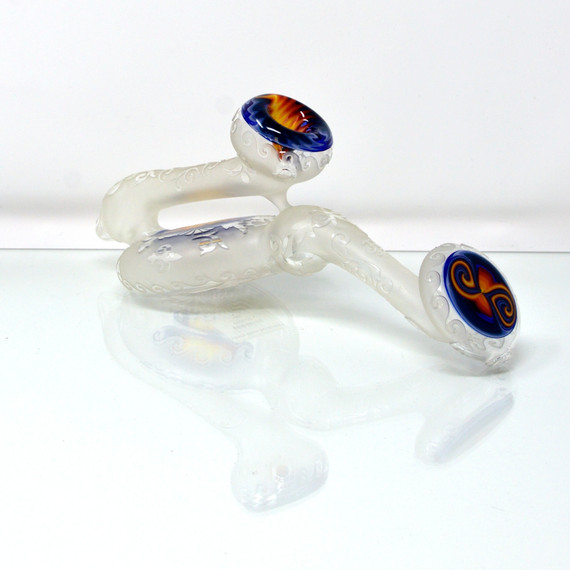 Etched Fire & Ice Dry Pipe by Liberty Glass #138