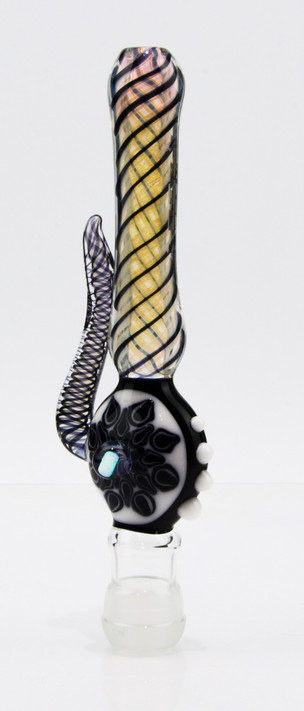 Elev8 Premier Custom Spherical/Flavor Disc Combo Wand by Jeff E. Fumed with Gold and Silver