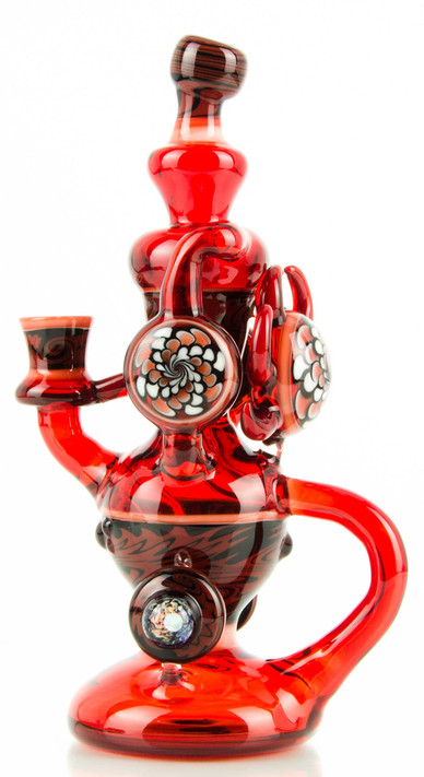 Dab Rig Recycler Double Uptake with Pomegranate by Elev8 Premier #216