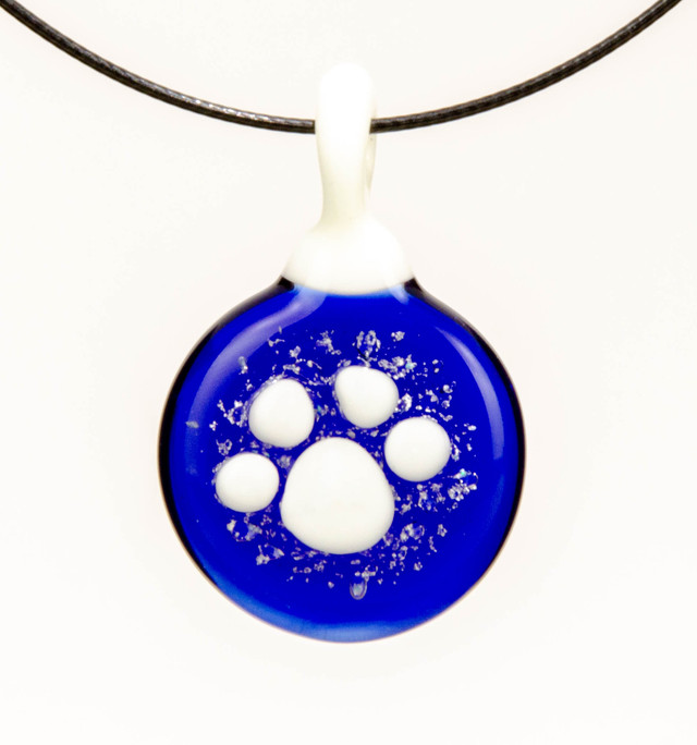 Pet Cremation Glass Art Paw Pendant 4