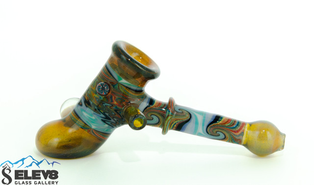 Amber Line Work Hammer Pipe by Eric Tatlock #338