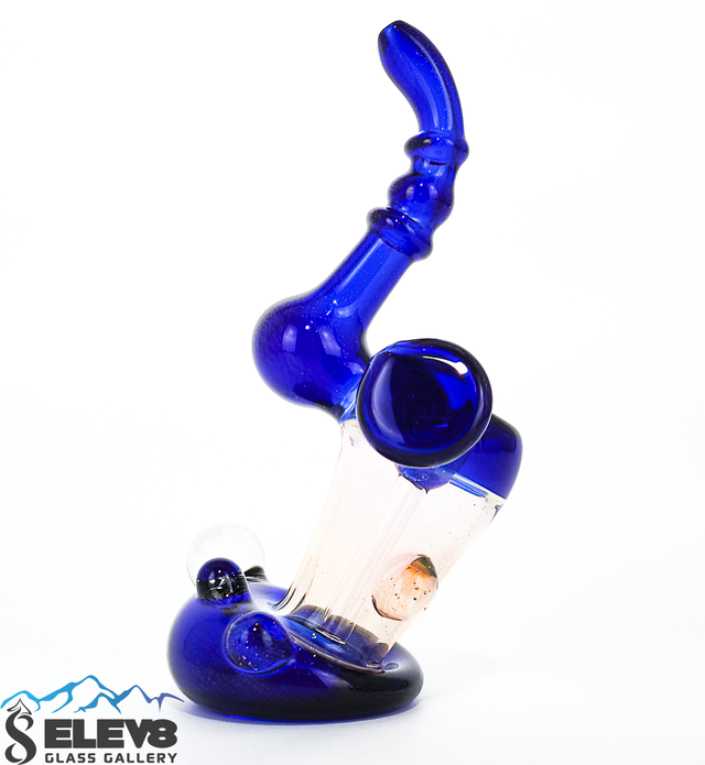 Bubbler Water Pipe - Cobalt and Dichro Bubbler by Steve K #920