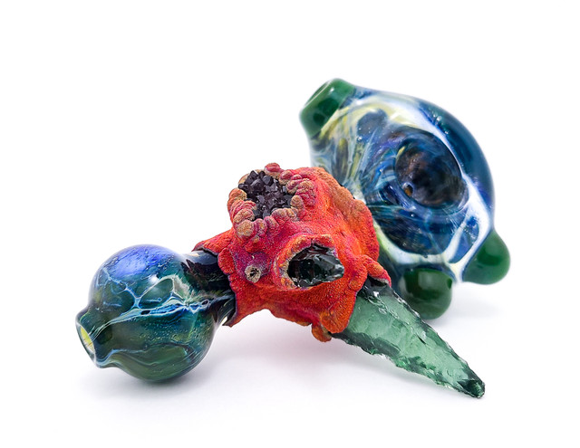 Flower Pipe - Electroform Spoon Pipe by Clayball Glass X Envy Glass #471