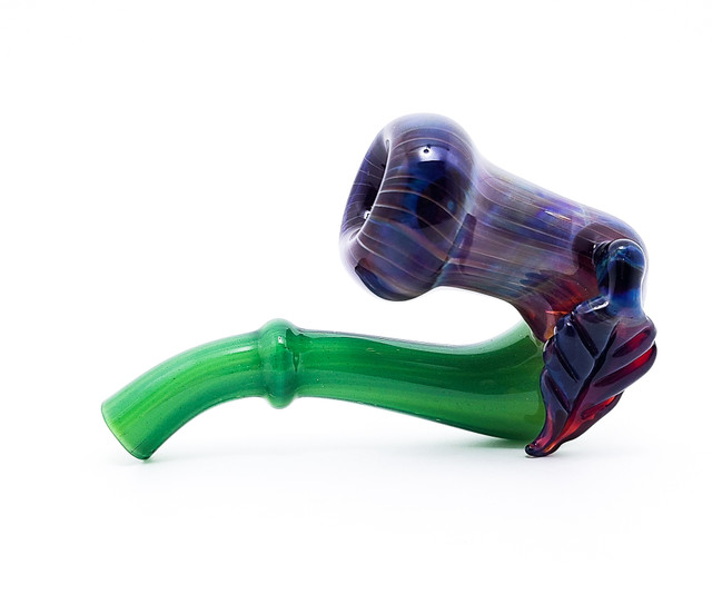 Flower Pipe - Bruce Banner Butter and Double Amber Purple Sherlock by Exposure Glass  #474