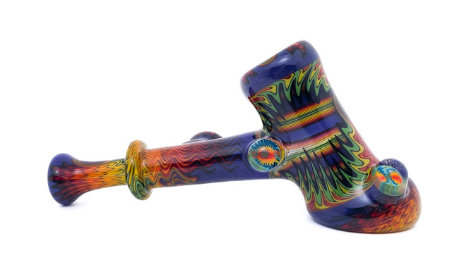 Flower Pipe - Wig Wag Hammer Pipe with UV Accents by Andy G. #483