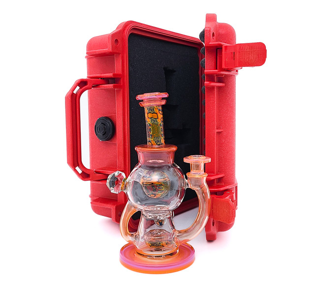 Water Pipe Bong - Chipstack UV Globetrotter Recycler w/ Pelican Case by Dynamic Glass #1042