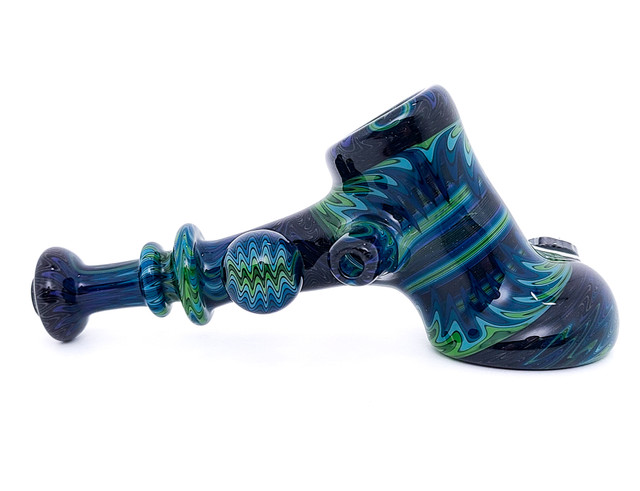 Flower Pipe - Wig Wag Hammer Pipe with UV Accents by Andy G. #488