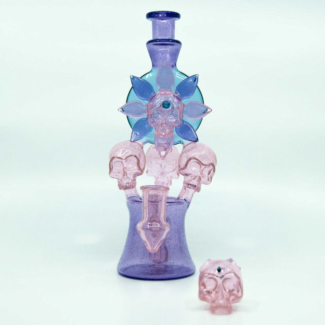 Skull Dab Recycler by Sweeny Glass #107-6516