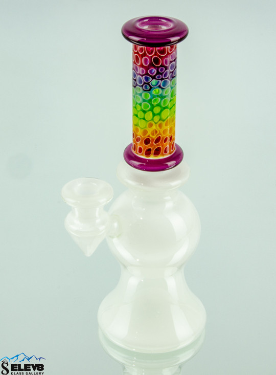 White Satin Millie Slice Glass Liquid Arts Rig #306