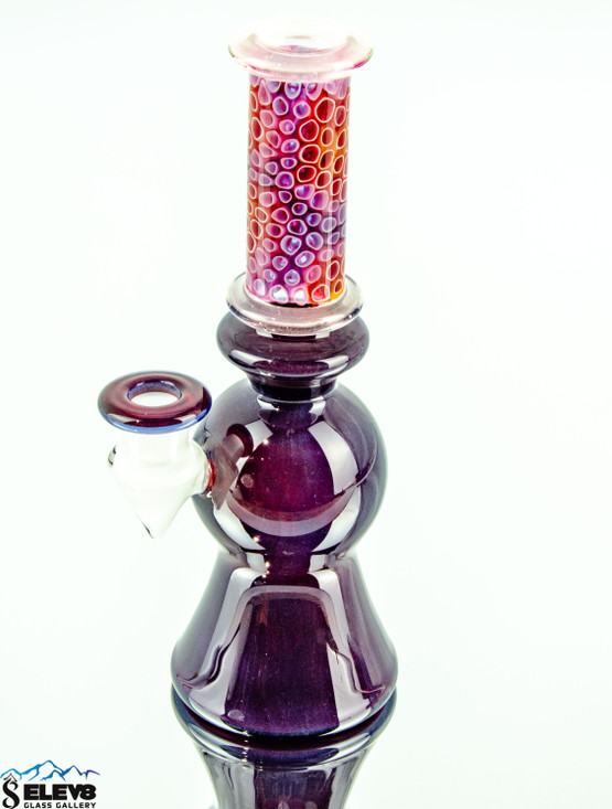 Gold Amethyst over White Satin Millie Slice Glass Liquid Arts Rig #307