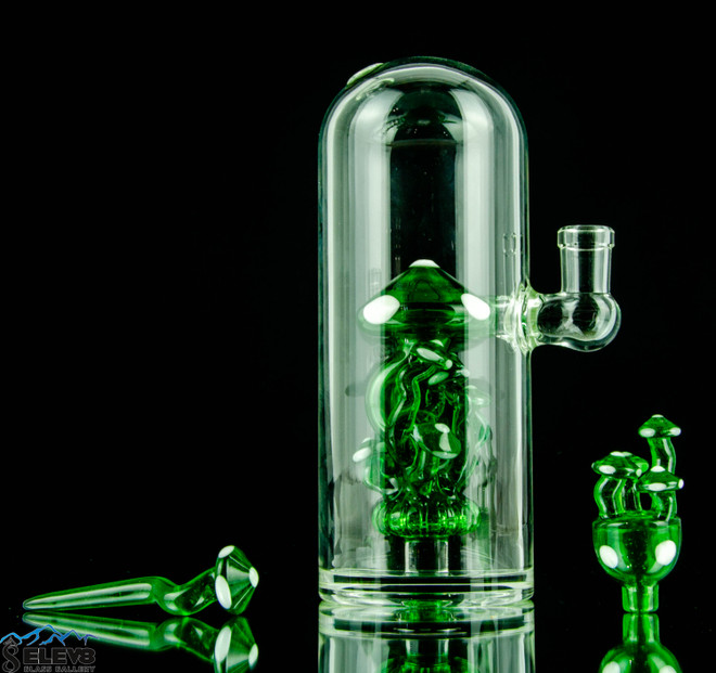 Thick Green Mushroom Cluster Rig by Charli Glass #400 - Elev8