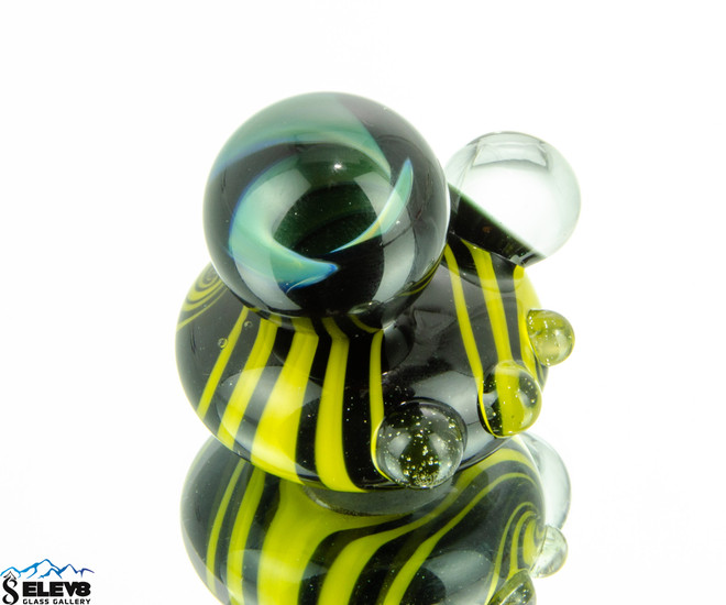 Black and Yellow Vortex Custom Knob by Steve Kelnhofer #306