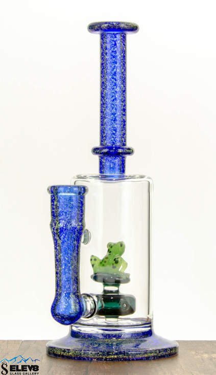 Ocean Dichroic Tube with Frog Sculpture by Turtle Time #558