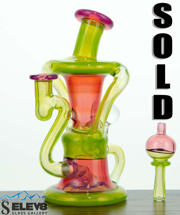 Watermelon Klein Recycler with Carb Cap by Andy G #708