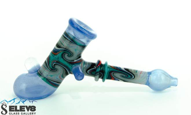 Pale Blue Line Work Hammer Pipe by Eric Tatlock #337