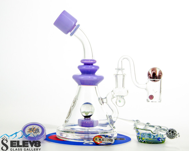 Terp Typhoon Dab Bundle Including Rig, Banger, Dabber, Marble Cap, Terp Pearls, Dab Mat, Huny Bucket & Hat Pin