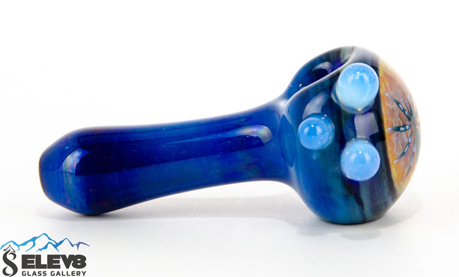 Blue Spider Spoon by Colt Glass and Florin Glass #394