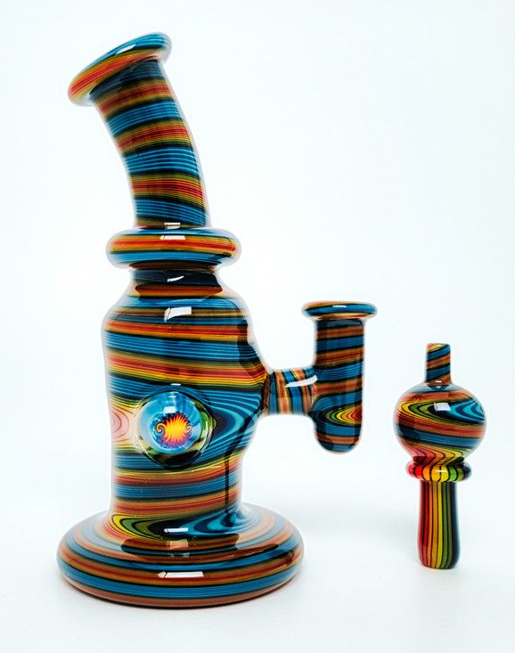 Water Pipe Bong - Line Work Mini Tube Rig by Andy G #964