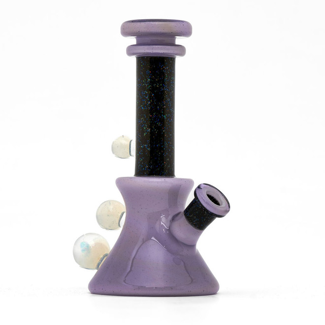 Water Pipe Bong - Purple and Crushed Opal Time Tube by Happy Time Glass #999