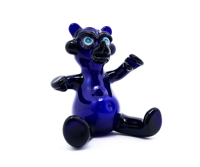 Water Pipe Bong - Blue Heady Teddy Rig by Trouble the Maker #1031