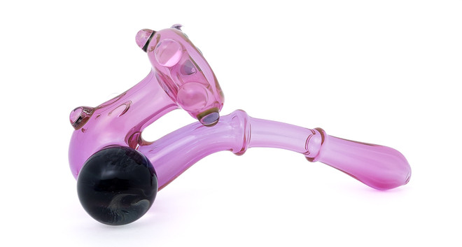 Sherlock Flower Pipe - Gold Fumed Purple with Planet Marble by Steve K. #479