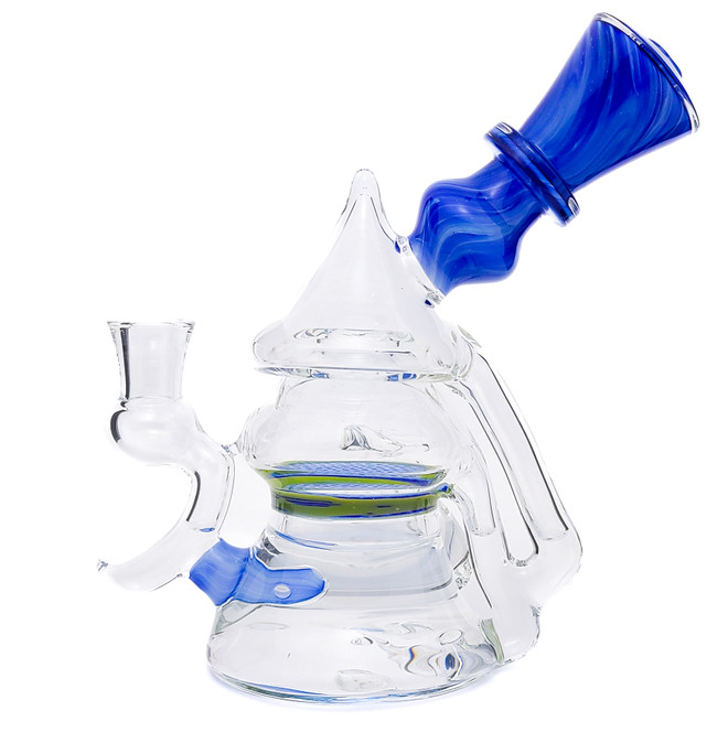 Water Pipe Bong - Clear Double Dump Honeycomb Recycler by Steve K. #58