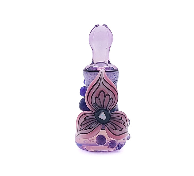 Flower Pipe - Purple Wig Wag Flower Chillum by Blossom Glass #499