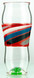 Frit Spun Red, Teal White & Black Beer Glass