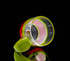 hand glass coffee cup with blood red and lime green