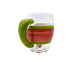 hand glass coffee cup with blood red and lime green