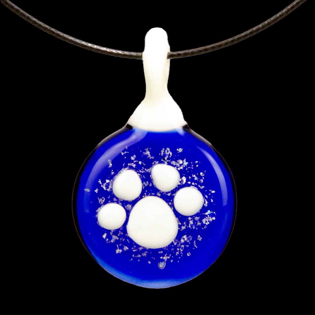 Pet Cremation Glass Art Paw Pendant 4