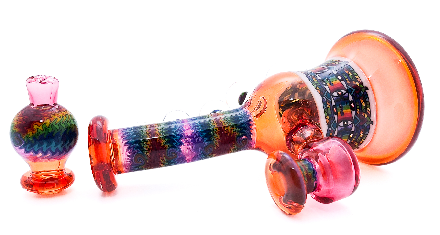 Water Pipe Bong - UV Reactive Red Line Work Mini Tube w