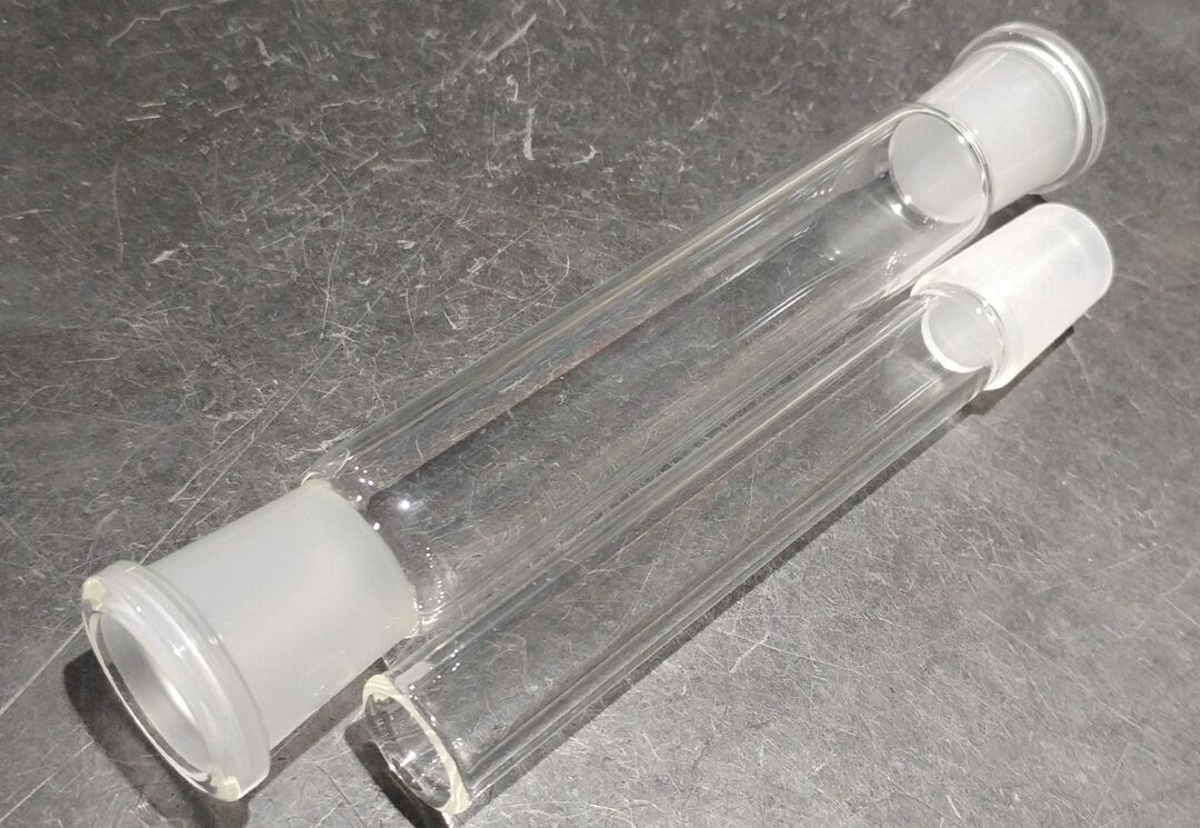 19mm ground glass joint. One shows a double ended 19mm female joint