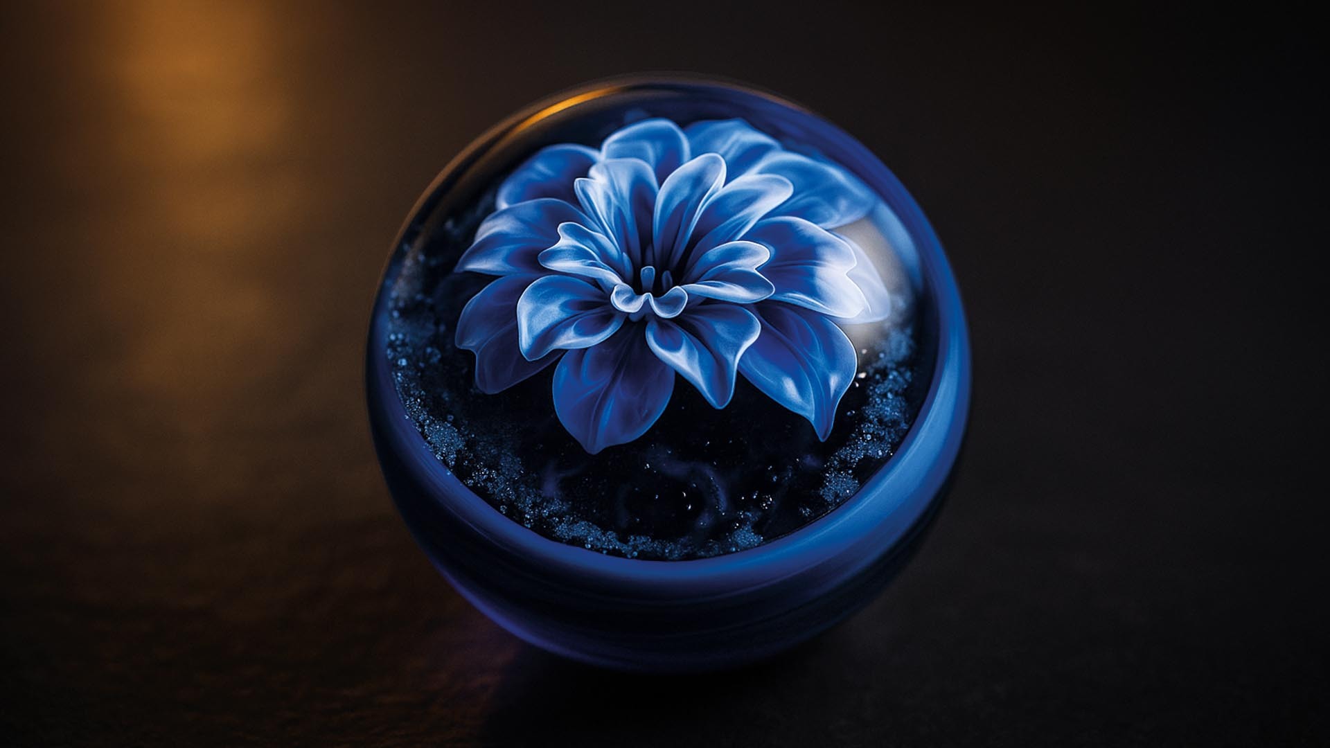 Cremation Glass Marble with flower inside
