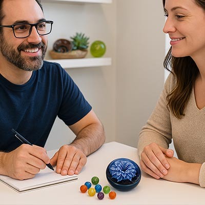 Talk with one of our glassblowers to find the perfect match for cremation glass Cremation glass consultation