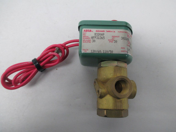 ASCO 8320A9 1/4" Univ 3-Way 0/30# Brass Valve